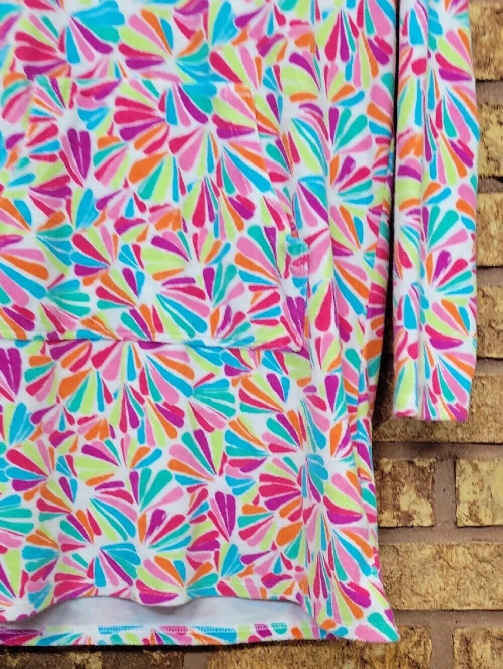 Lands' End Girls Hooded Swim Cover Up Beach Summer Colorful Print Size XL 14/16
